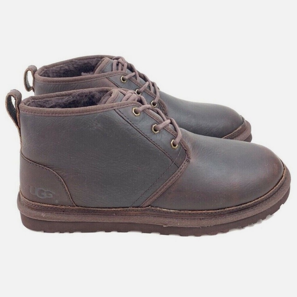 UGG Men’s Neumel Leather Lightweight Wool Lining Ankle Boots 1008908 dark brown